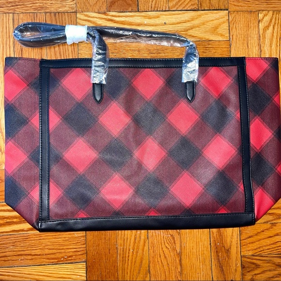 🆕NWT Victoria’s Secret Black & Red Plaid Large Tote Bag - Picture 2 of 8